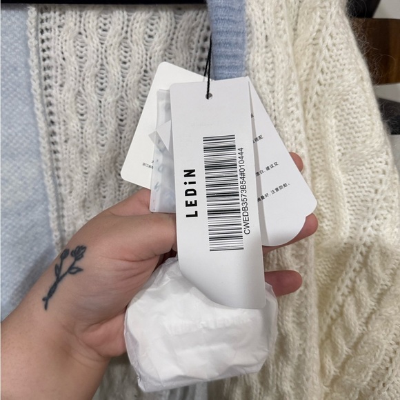 Patchwork Gingham Cardigan Blue and Cream Women's Cardigan - Picture 9 of 13